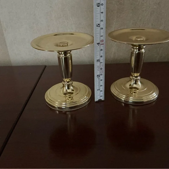 Pair of Baldwin Brass Pillar Candle Holders - Picture 5 of 6